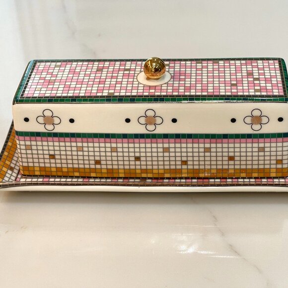 Anthropologie Mosaic Butterfly Butter Dish – Pink & Gold-NEW - Picture 13 of 14